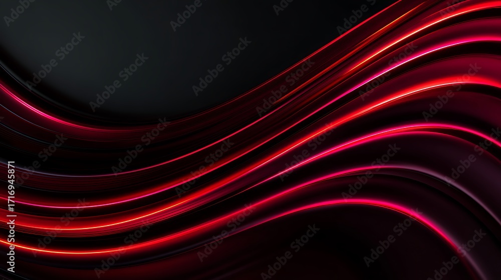 Naklejka premium Abstract flowing red light streaks on a dark background, futuristic motion graphic