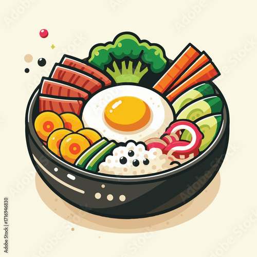 bibimbap, food, asian, delicious, cuisine, dinner, healthy, vegetable, meal, korean food, bowl, cooking, gourmet, egg, korean, rice, beef, lunch, meat, spicy, fresh, carrot, dish, traditional, sauce, 