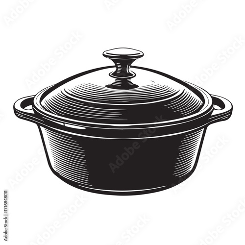 Black casserole dish Silhouette Vector, High Quality Illustration on White Background