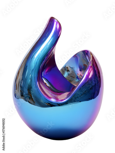 Abstract Sculptural Art: A captivating abstract sculpture with a sleek, modern design and a vibrant, iridescent finish showcases a dynamic play of light and form.