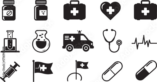 Medical icons set healthcare symbols collection