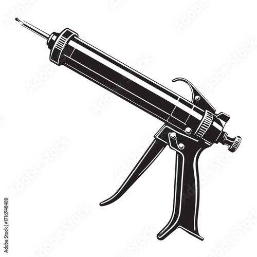Black caulking gun Silhouette Vector, High Quality Illustration on White Background