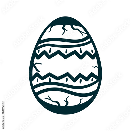 Abstract Easter Egg with Zigzag Pattern Illustration Easter Monday Oval egg shape with zigzagging cracks across the center cream