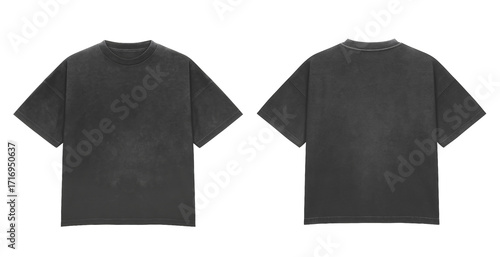 Oversized Dark Gray T Shirt Mockup front and back view Isolated on white background