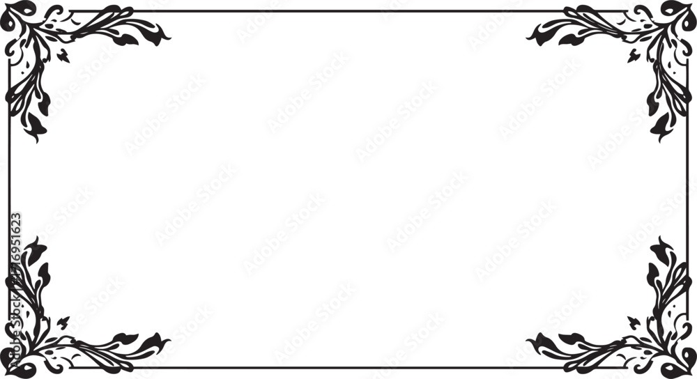 Fototapeta premium Floral ornament frame black and white