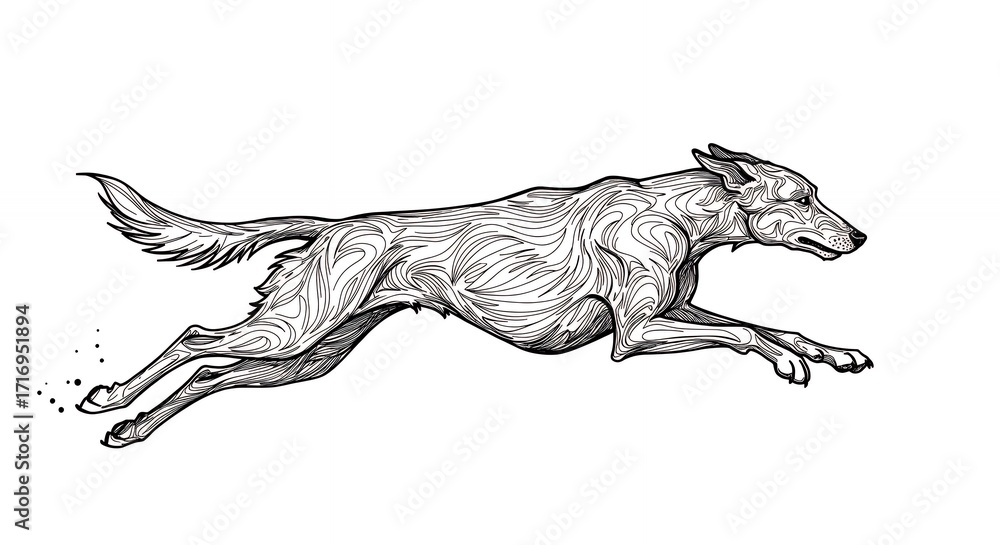 Fototapeta premium Dog running illustration