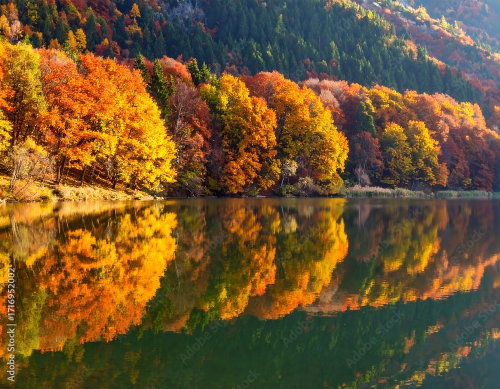 Obraz premium Autumnal lake reflections (1)