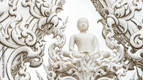 Tableau sur toile white buddist temple chiang rai thailand beautiful art building