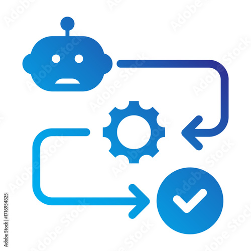 Chatbot workflow automation Flat Gradient icon.