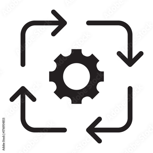 Circular process automation Glyph icon.