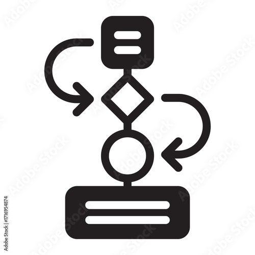 Flowchart process automation Glyph icon.