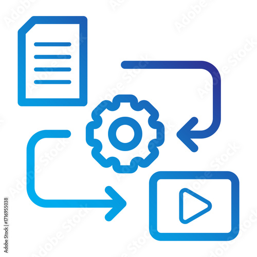 Document to video automation Line gradient icon.