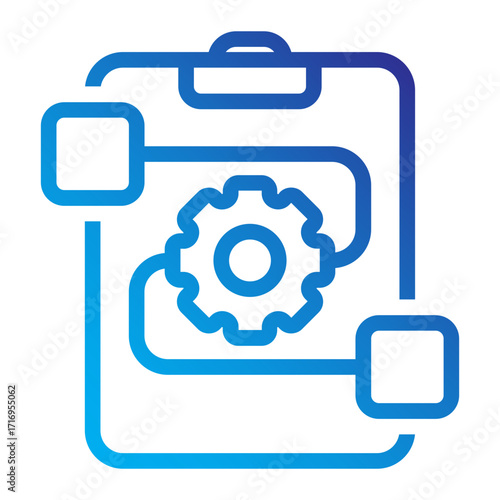 Task management automation Line gradient icon.