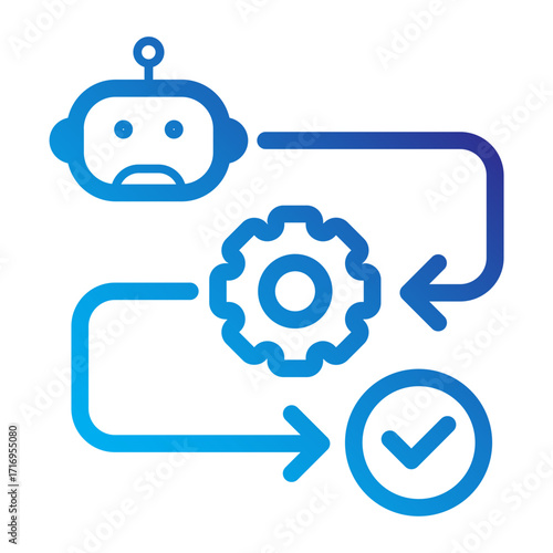 Chatbot workflow automation Line gradient icon.