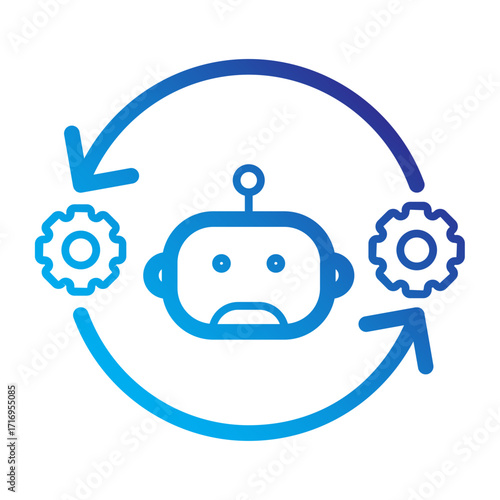 Circular chatbot automation Line gradient icon.