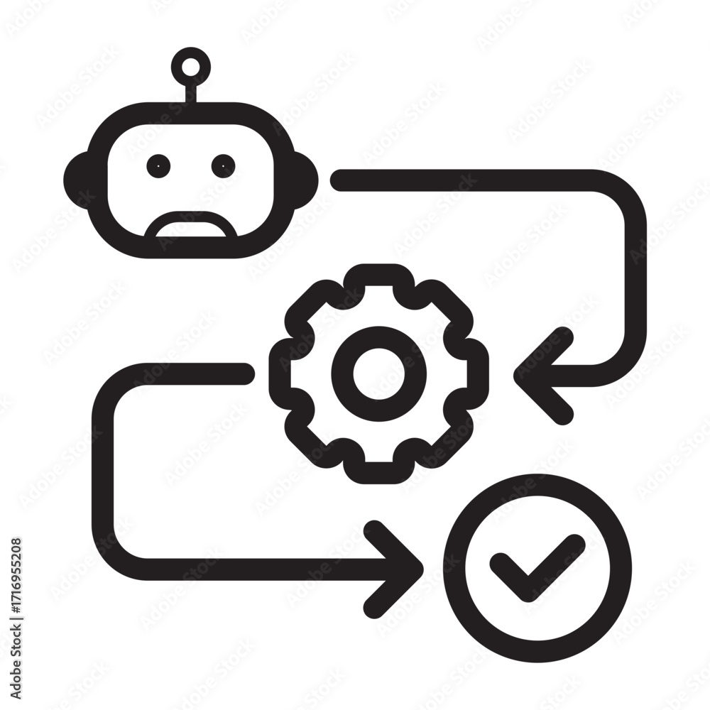 Obraz premium Chatbot workflow automation icon.