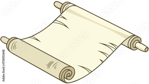 Antique Parchment Scroll Vector Illustration with Classic Fonts and Color Palette