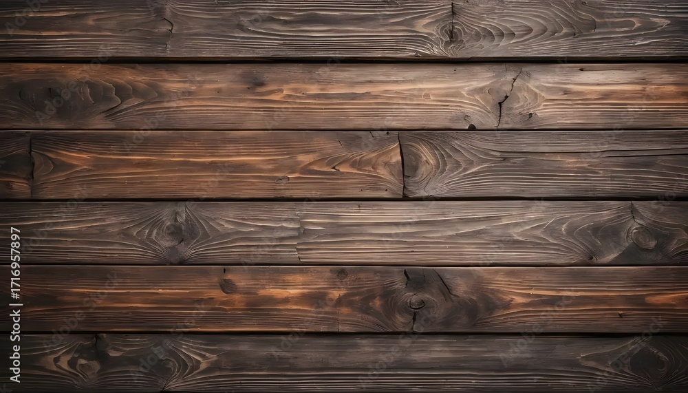 Naklejka premium Dark, Textured Wood Plank Background with Rich Grain Detail
