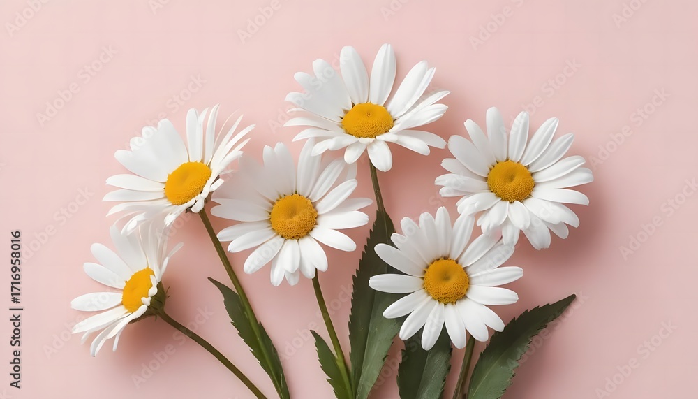 Obraz premium Delicate Daisies on a Pastel Pink Background: A Floral Still Life