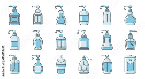 Collection of Various Hand Sanitizer Dispenser Bottles.
