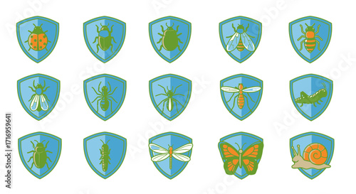 Insect Shield Collection A Diverse Array of Bug Emblems.