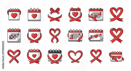 Valentines Day Calendar and Heart Ribbon Collection.