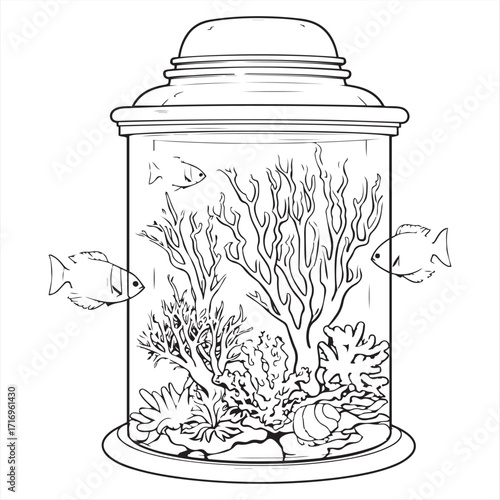 Elegant Aquarium with Fish and Coral Reef