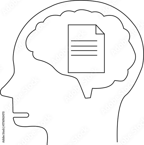 human head brain icon and paper icon with white background