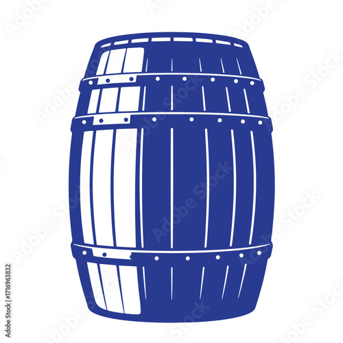 Simple and clean blue barrel illustration for wine beer or storage purposes