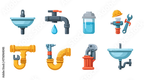 Plumbing repair tools and components.