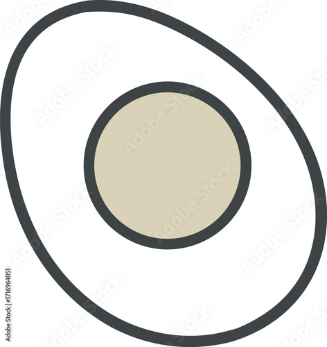 Simple icon of a boiled egg halved, showing yolk and white