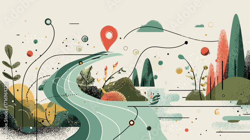Road map navigation route destination travel journey.