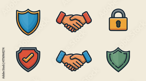 Security partnership trust safety icons symbols.