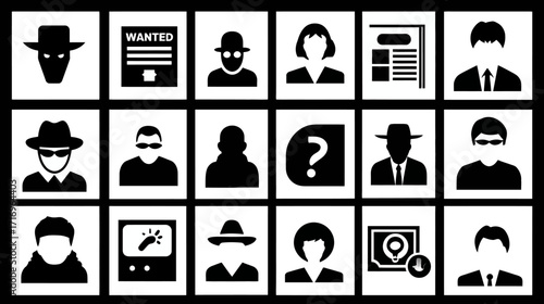 Spy Icons - Secret Agent, Detective, Mystery Person.