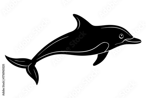 Vector art of silhouette  of a dolphin, vector illustration