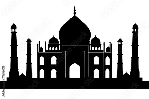 Vector art of sillouette of the taj mahal, india landmark