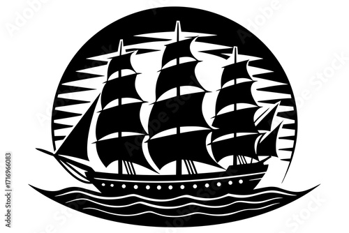 Vector art of sailing ship vector illustration