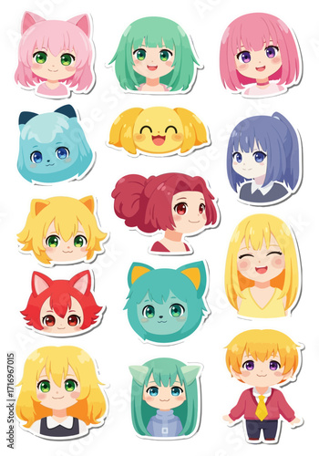 Happy Cute Anime Style Character Sticker Collection