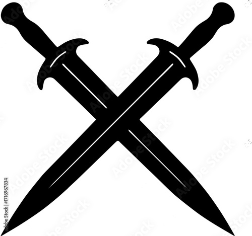sword cross white and vlack silhuette icon
