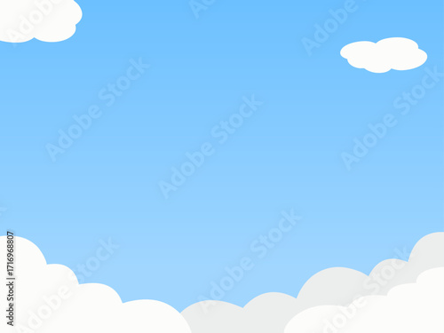 雲の上に広がる青空 天空の背景イラスト
