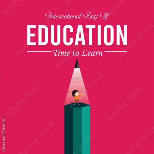 “International Day of Education Poster – Creative Pencil Illustration and Learning Concept Banner”