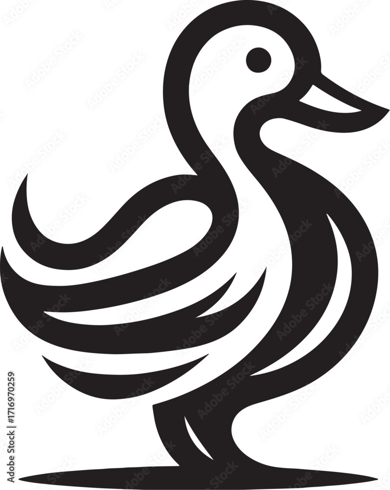 Fototapeta premium Duck icon on black and white background. Vector Illustration