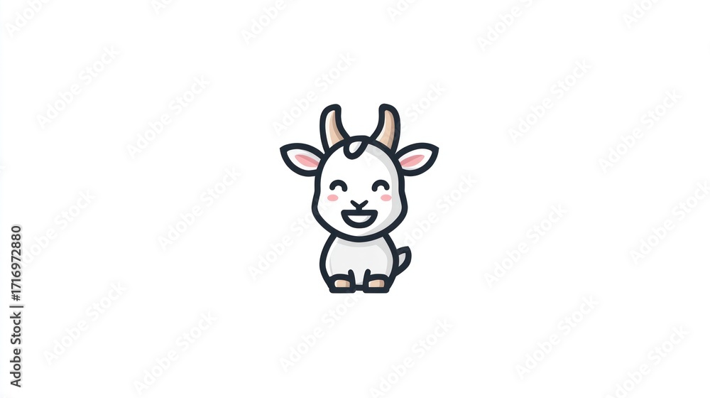 Fototapeta premium Cute cartoon goat illustration
