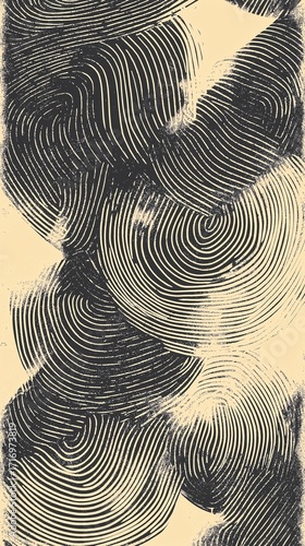 identity concept with fingerprint-esque patterns in vertical orientation monochrome background
