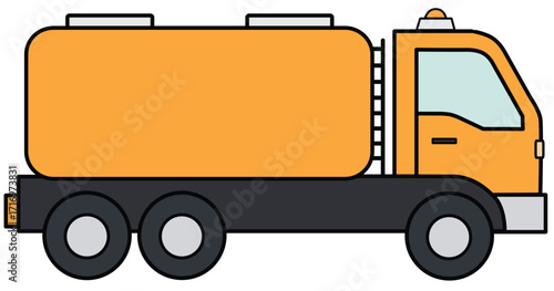 industrial fluid tanker truck in jobsite aesthetic; flat style
