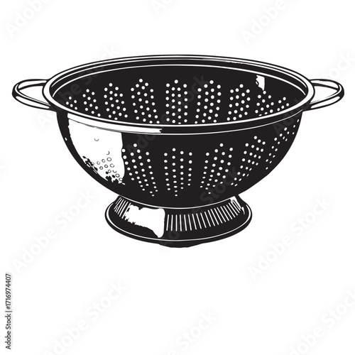 Black colander Silhouette Vector, High Quality Illustration on White Background
