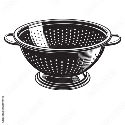 Black colander Silhouette Vector, High Quality Illustration on White Background