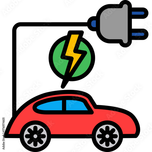Electric Vehicle lineal color icon