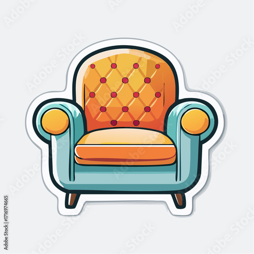 Vector, Comfortable armchair with button tufting and plush upholstery, perfect for a cozy living space or elegant lounge area