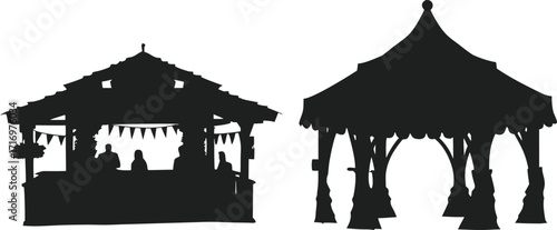 Camping Party tent silhouette design for bear shop design. print simple black icon and white circus tent vector silhouette illustration isolated